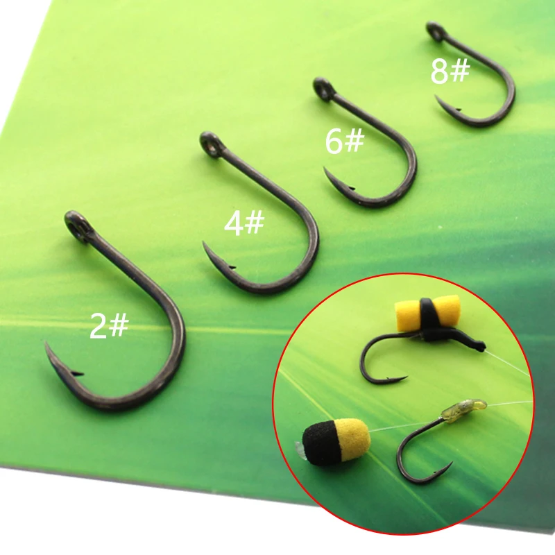 

10pcs Carp Fishing Hook 2/4/6/8 Zig Floater Hook Pop Up Boilies PTFE Coating Bait Hair Ronnie Rig Micro Barbed For Carp Tackle