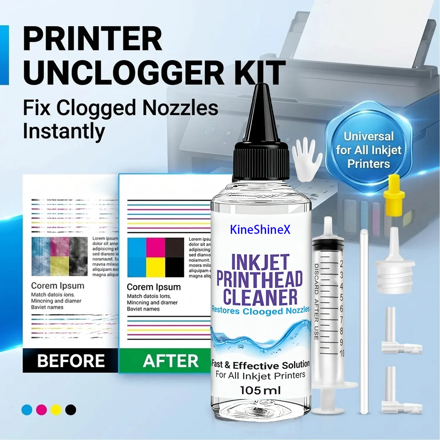 Inkjet Printhead Cleaner 105ml – Restores Clogged Nozzles for HP Canon Epson Brother, Fast & Effective, Extends Printer Life