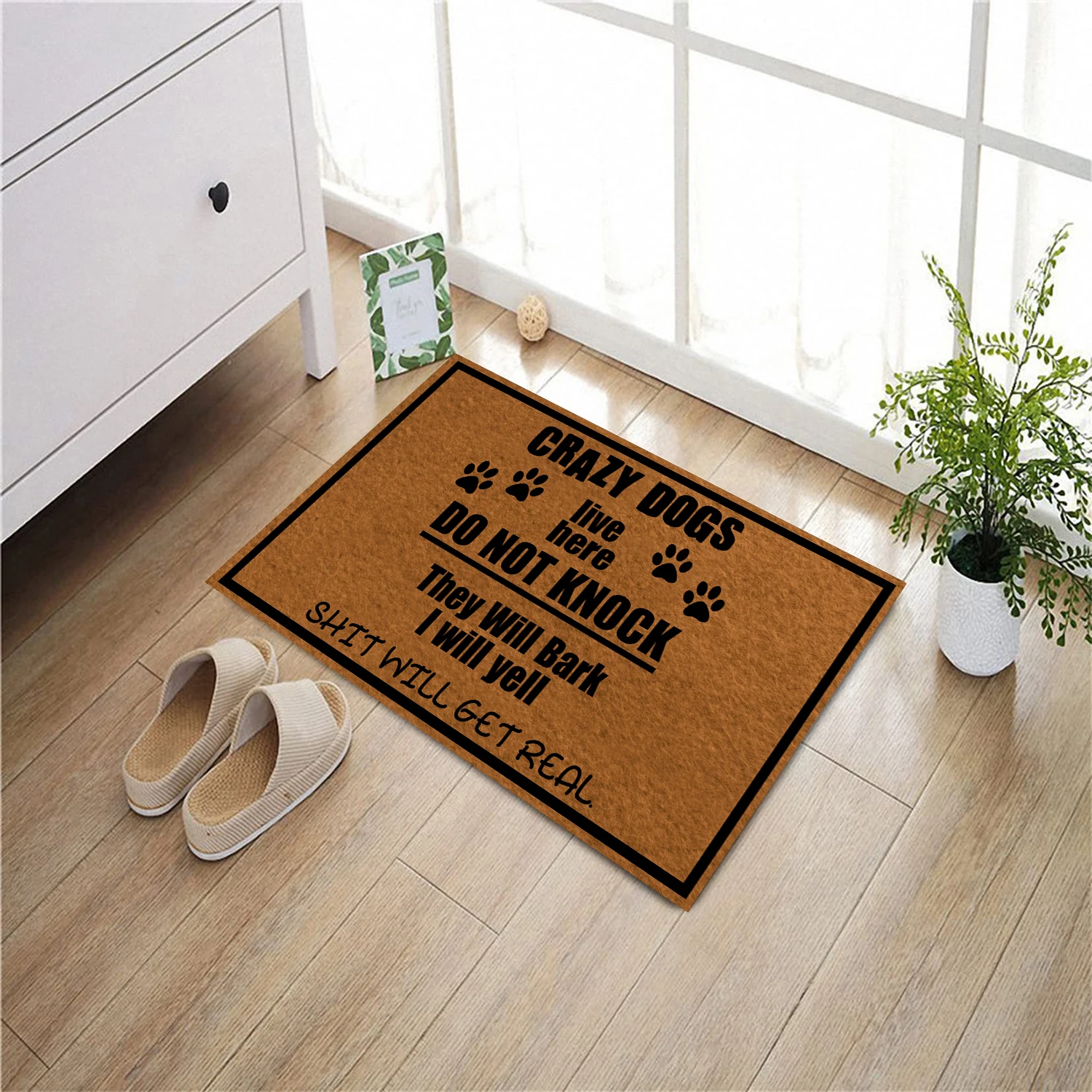 

Crazy Dogs Live Here Door Mat,Non-Slip Rubber Floor Mat, Housewarming Welcome Mat for Outdoor Entryway, Kitchen Bath Rug 30x18in