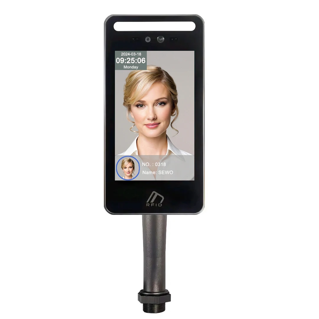 

8-дюймовая автоматическая биометрическая система распознавания лиц для учета рабочего времени и контроля доступа к входным дверям, система безопасности