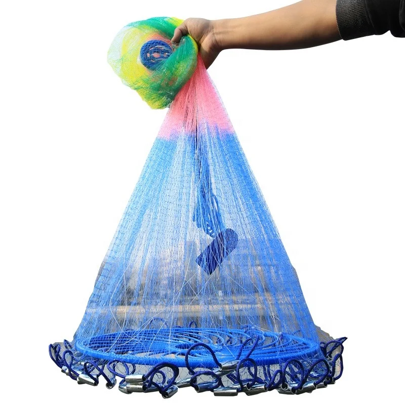 High Strength Nylon Hand Cast Fishing Net 1.2m Length with 0.2mm Thickness Bottom Pocket Cast Fishing Nets on Sale for Fishing