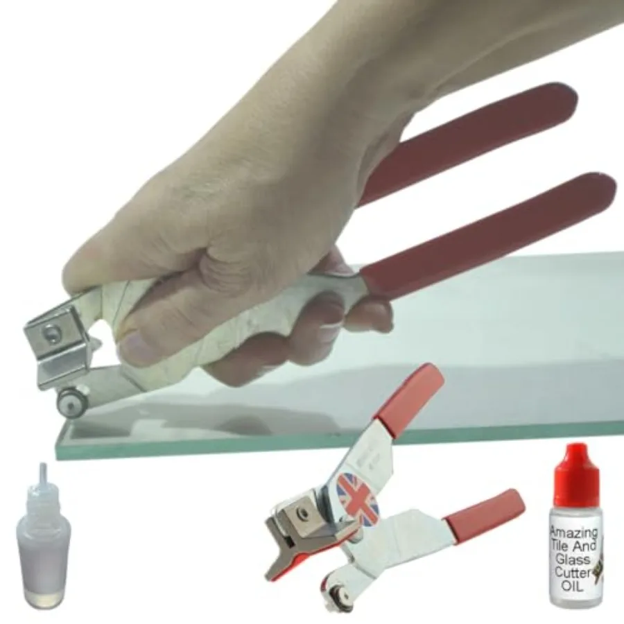 

Glass Cutter for Thick Glass Built-in Breaker, No Tap - Tap and Hope It Works, 2-in-1 Cutting Tool for Repairing Windows and Pi