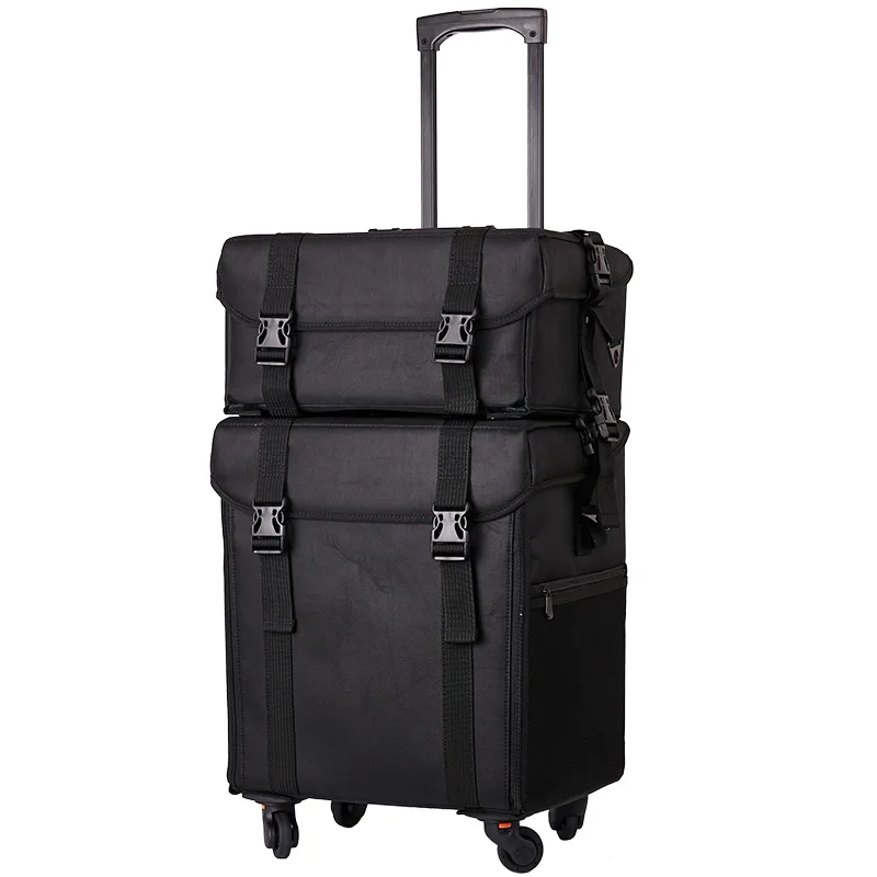 Cosmetic trolley box pull rod Oxford trolley luggage+suitcase bag 2 in 1 multi-layer beauty salon makeup large with makeup box