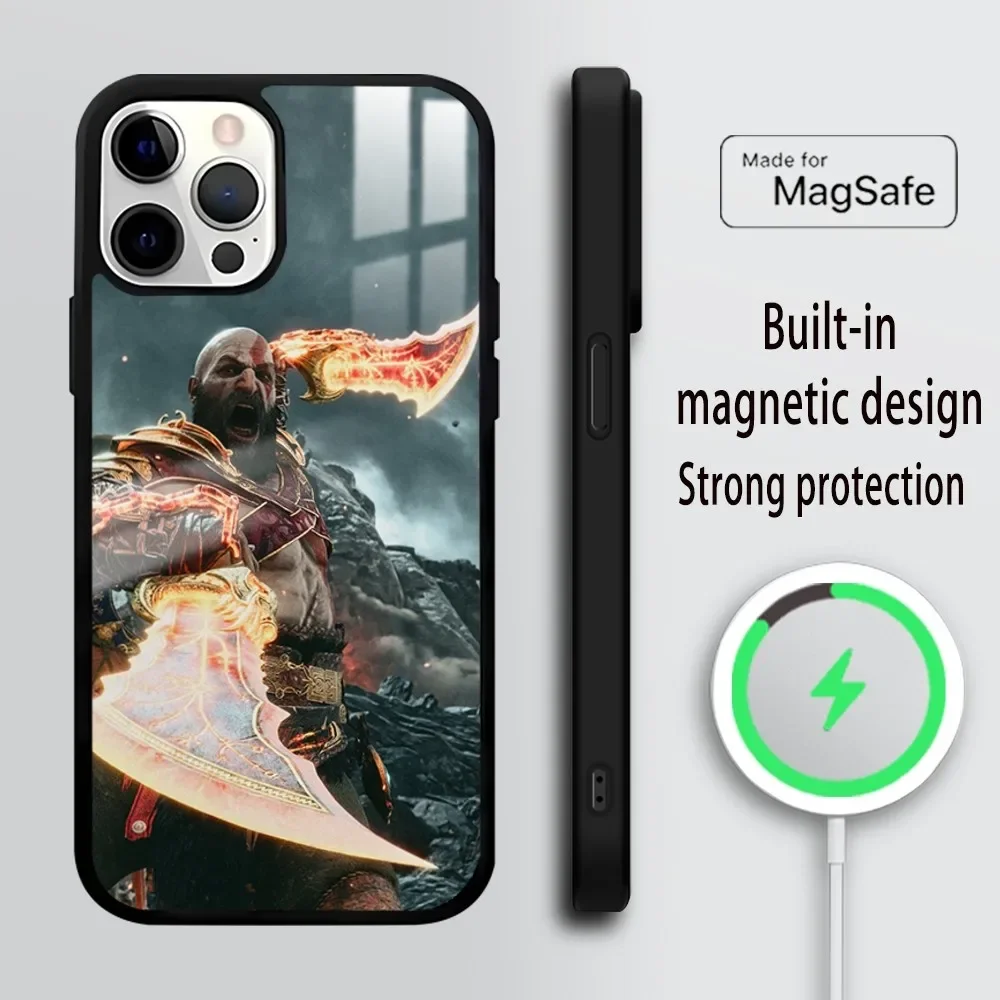 G-God of W-War Game Phone Case For iPhone 16 15 14 13 12 11 Pro Max Plus Mini Mirror Wireless magnetic case