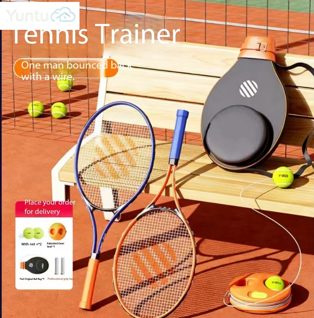 Aluminum Alloy Tennis Racket Set, Rebound Tennis Trainer with String, Parent‑Child Interactive Leisure Tennis Training Kit