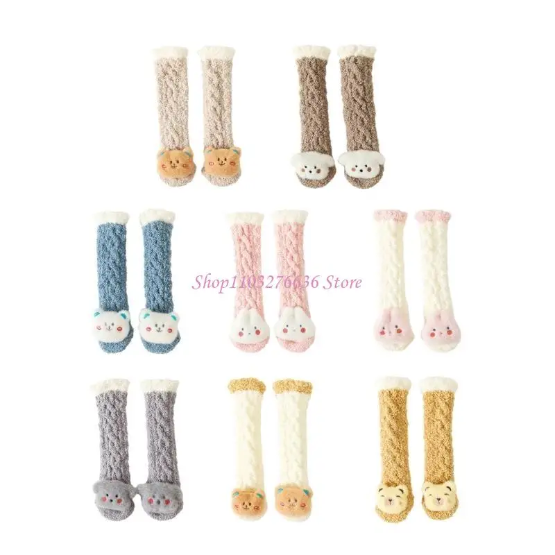 

R6FD Long Tube Носки новорожденные не скользящие носки милые мультипликационные куклы Декор обувь