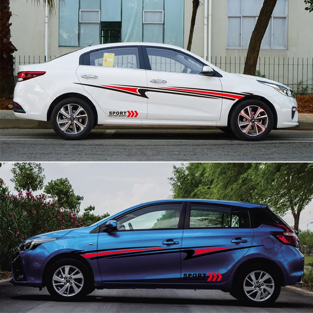 

2pcs Vehicle Vinyl Graphic Side Decal Stripe Kit for Car and SUV Exterior Decoration Waterproof and Fade Resistant