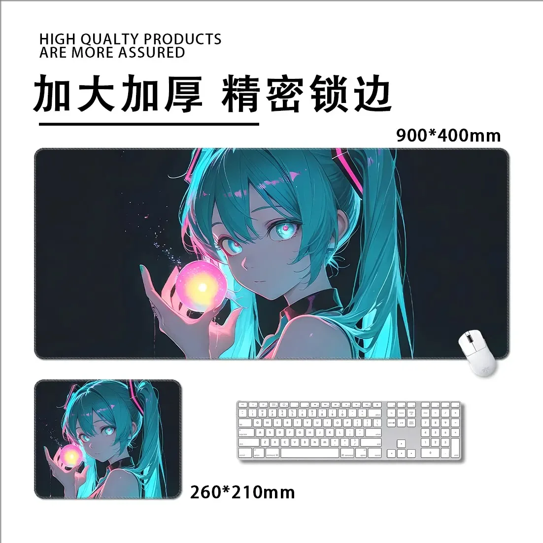 Anime Character Office Table Mat Punk Style Hatsune Miku Leather Mouse Pad Oversized Non-slip and Dirt-resistant Game Table Mat