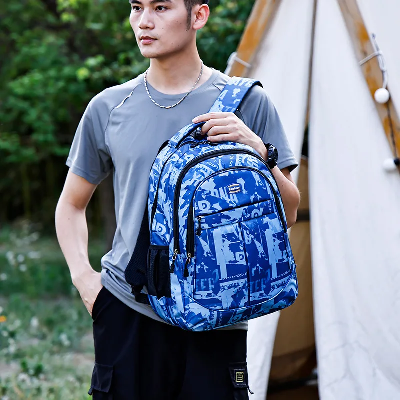 Fashion Printed Camouflage StyleStudent Backpack For Boys, Large Capacity Lightweight Backpack For Middle School And High School