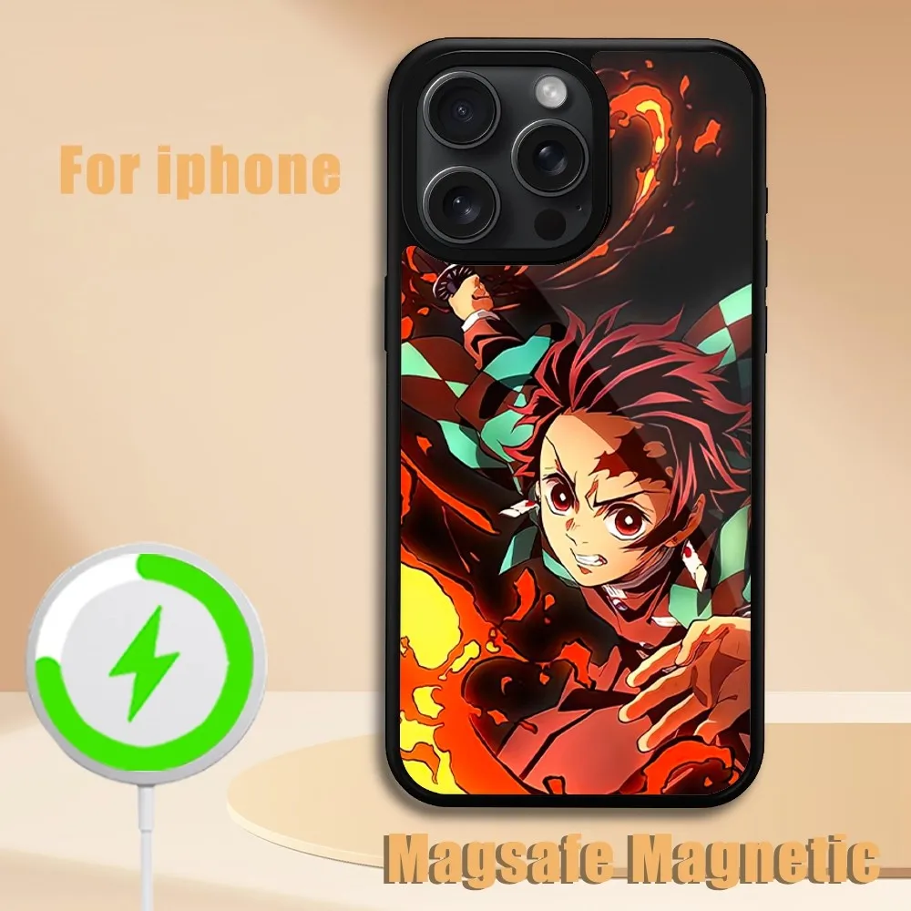 BiliBili Demon Slayer Kamado Tanjirou Phone Case For iPhone 11 12 13 14 15 Plus Pro Max Magsafe Magnetic Wireless Charging Cover