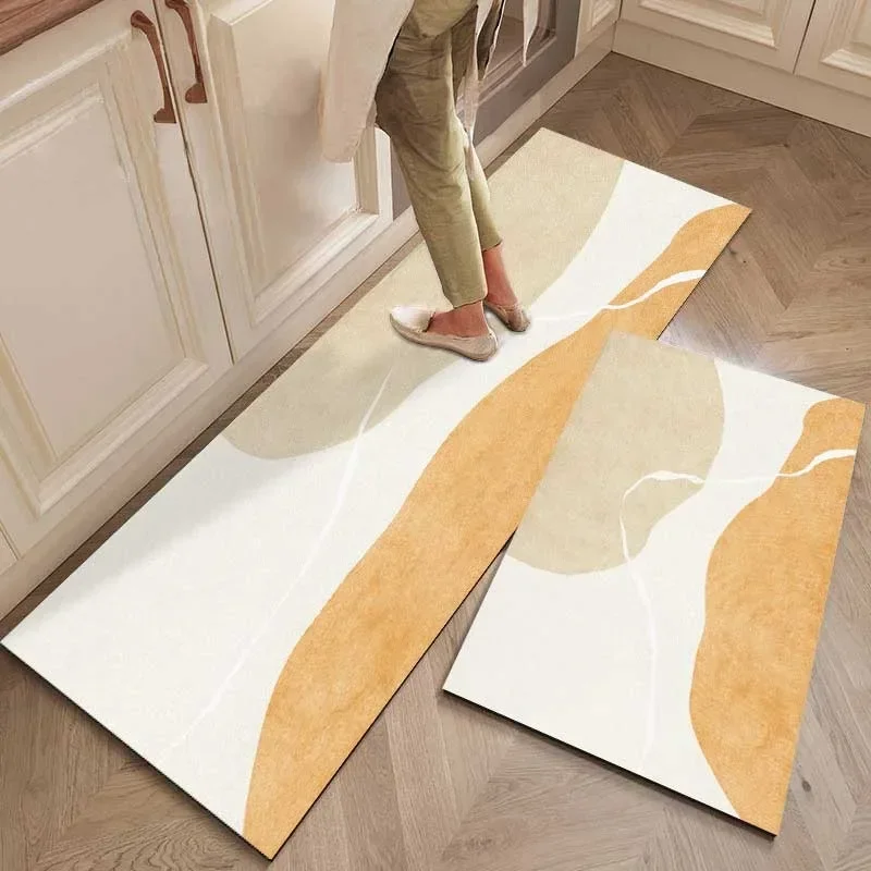 

Kitchen Carpet Pvc Floor Mat Waterproof Anti-slip Leather Oil-proof Foot Mats Home Decoration Long Rug Can Be Cropped 주방 카펫