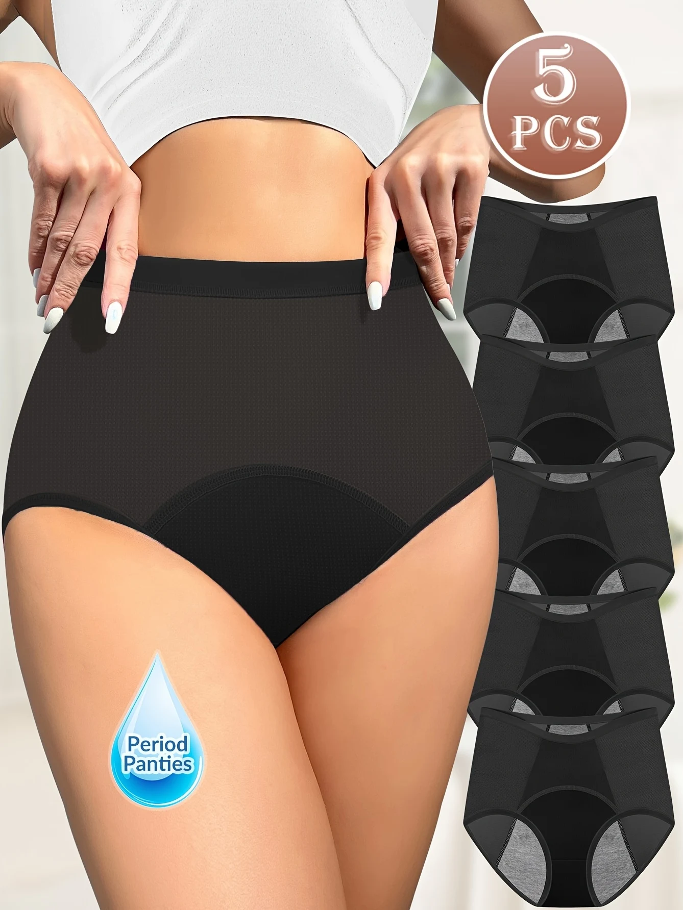 

MIOTAN 5 шт. женское нижнее белье - герметичные дышащие сетчатые трусики из ледяного шелковистого волокна с высокой талией, бесшовные трусики для