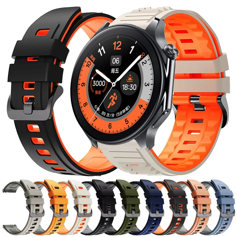 22mm Sport Silicone Strap For Oppo Watch X X2 X3 4Pro/S Bracelet Colorful Band For Oneplus Watch 4 3 2 2R/Oneplus 46MM/Lite Belt