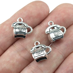 10 Pieces/Lot 13.5mm*15mm Alloy Metal DIY Handmade  Charms Antique Silver Plated Vintage Telephone Charms