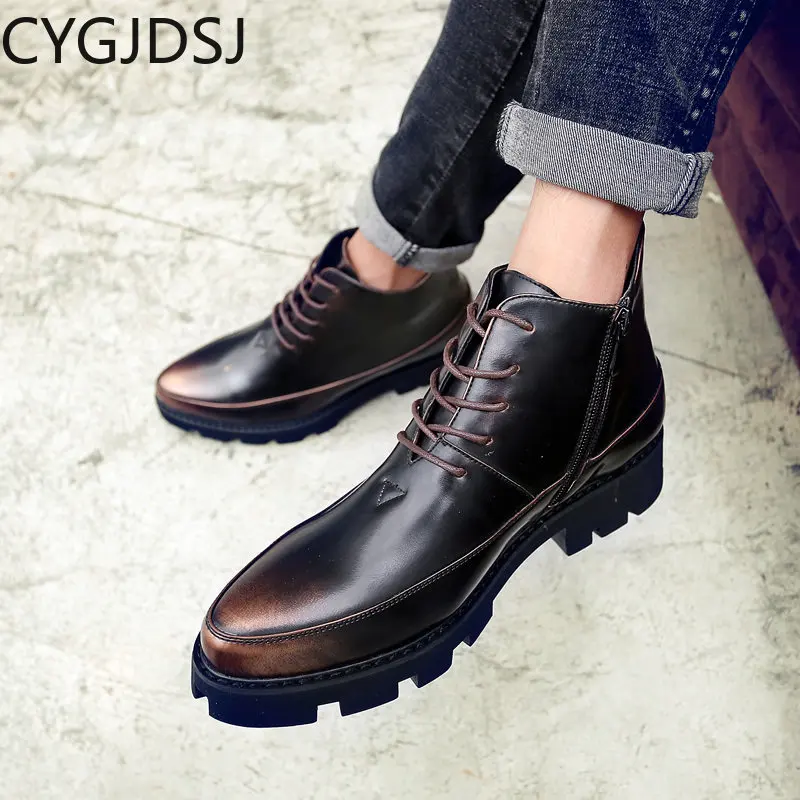 Black Boots Platform Boots Casuales Chelsea Boots Men Casual Shoes for Men Ankle Boots for Men Leather Shoes for Men Chaussures