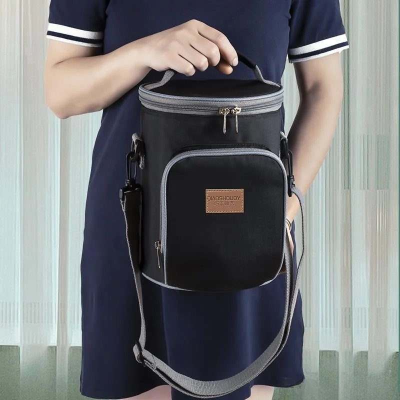 

Термосумка для обедов из утолщенной алюминиевой фольги, портативная, водонепроницаемая, для студентов и офисных работников, круглая сумка для еды/бенто