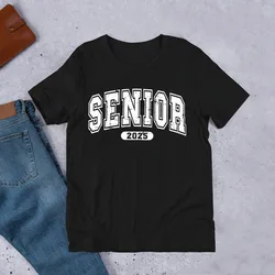 Senior 2025 Print Tee Shirt Short Sleeve Casual Tee Shirts Graduation Girls Boys Tshirt 2025 High School Student Shirt Clothes