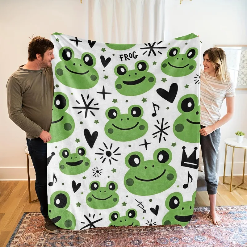 1-teilige Flanelldecke mit Froschmotiv – ganzjährig bequeme Bettwäsche, Geschenk und Dekoration, maschinenwaschbar, Halloween