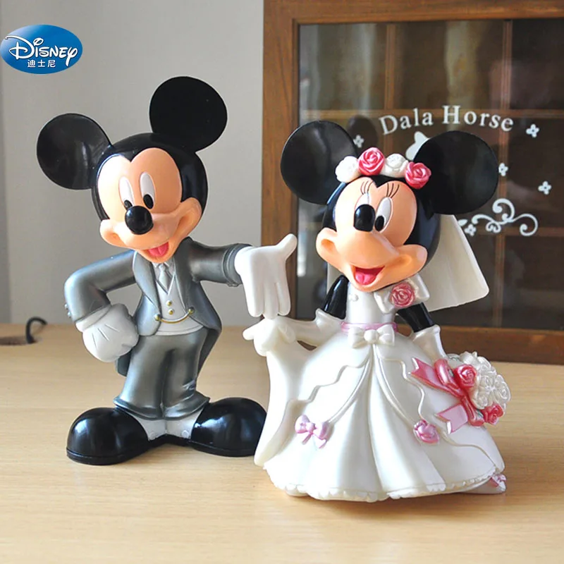 7 cm Minnie Mickey Mouse marry Action disney China red  dolls  kids Toy Figures wedding present kids gift toys for children