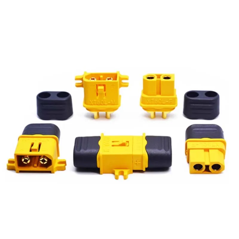 5PCS  XT60L 30A Fixable Lithium Battery Connector, Power Plug With Lock Latch and Insulation Protective Sleeve