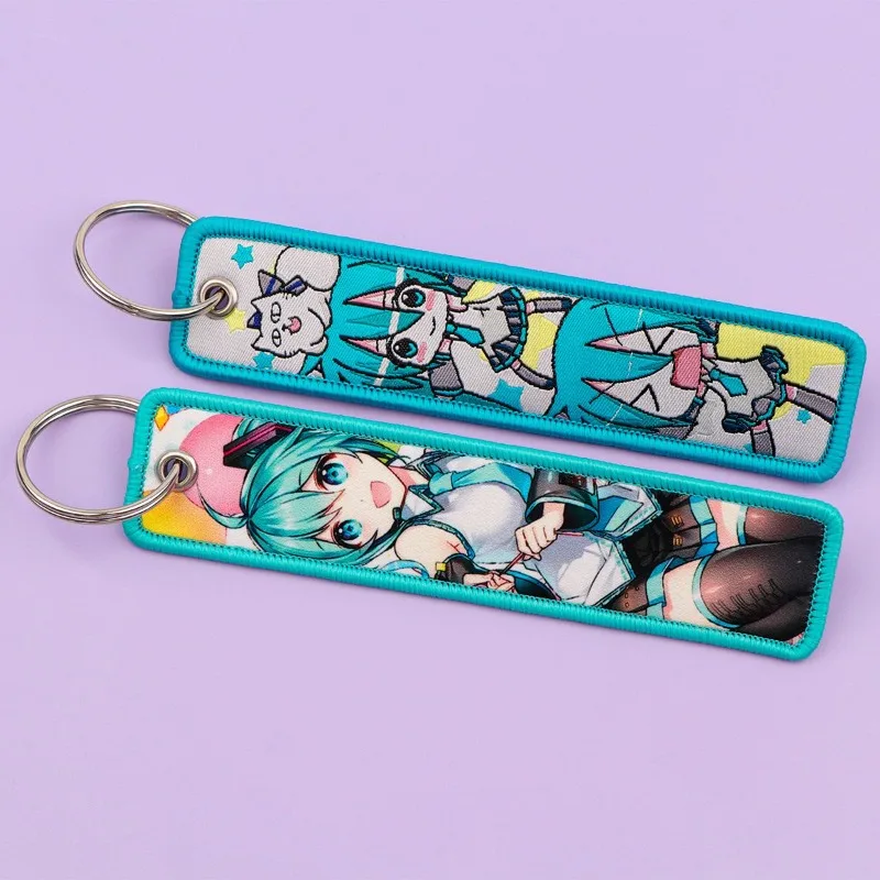 Anime Hatsune Miku Woven Key Tag Cartoon Jet Tag Keychain Backpack Hanging Ornament Key Ring Gift for Anime Fans view 2