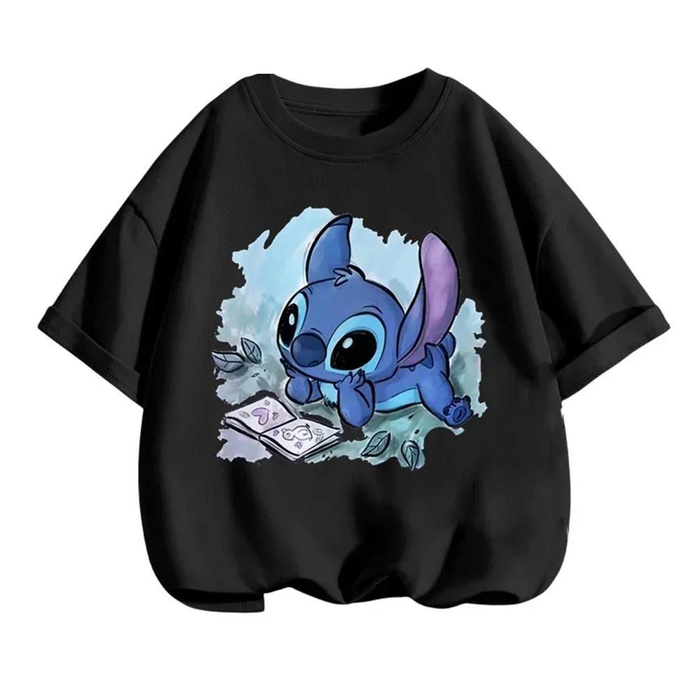 Boy Kids T Shirts Stitch Clothes Girl T-shirt Children Kids Short Sleeve Tops 2024 Summer Girls Top Clothing Child Trucksuis