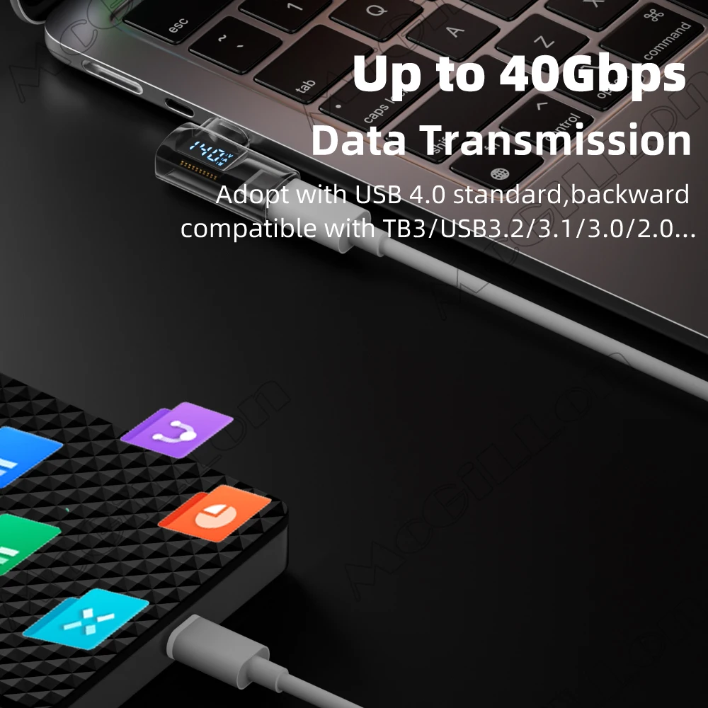 Transparent LED Display 140W USB4.0 40Gbps Type C to C OTG Adapter 8K@60Hz 5A Fast Charging Cable for iPhone 16 15 Tablet Laptop - Image 4