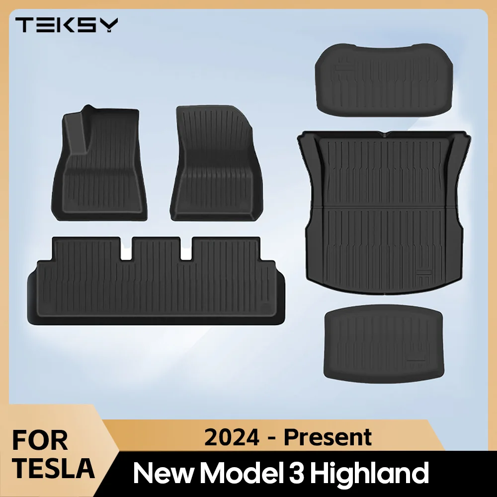 For Tesla Model 3 Highland 2024 Floor Mat TPE Carpet Waterproof Weather-resistant Foot Pads Mats