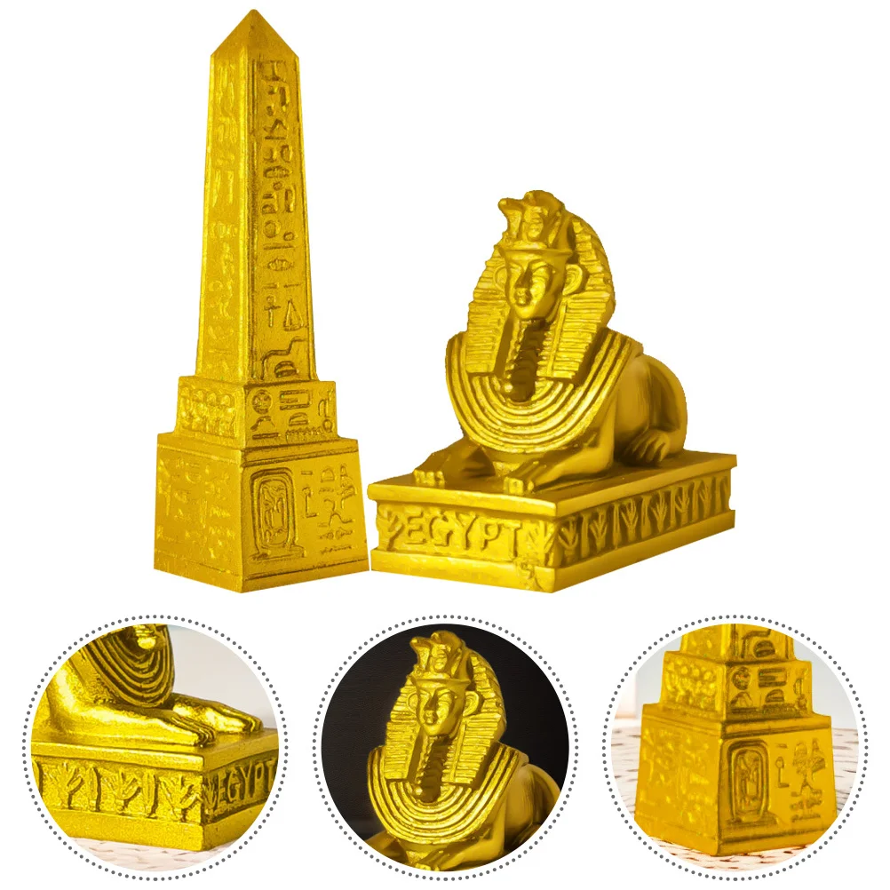 

1Set Egyptian Obelisk Statue Ancient Egypt Desktop Decoration Compact Resin Sphinx Sculpture Office Home Decor Craft
