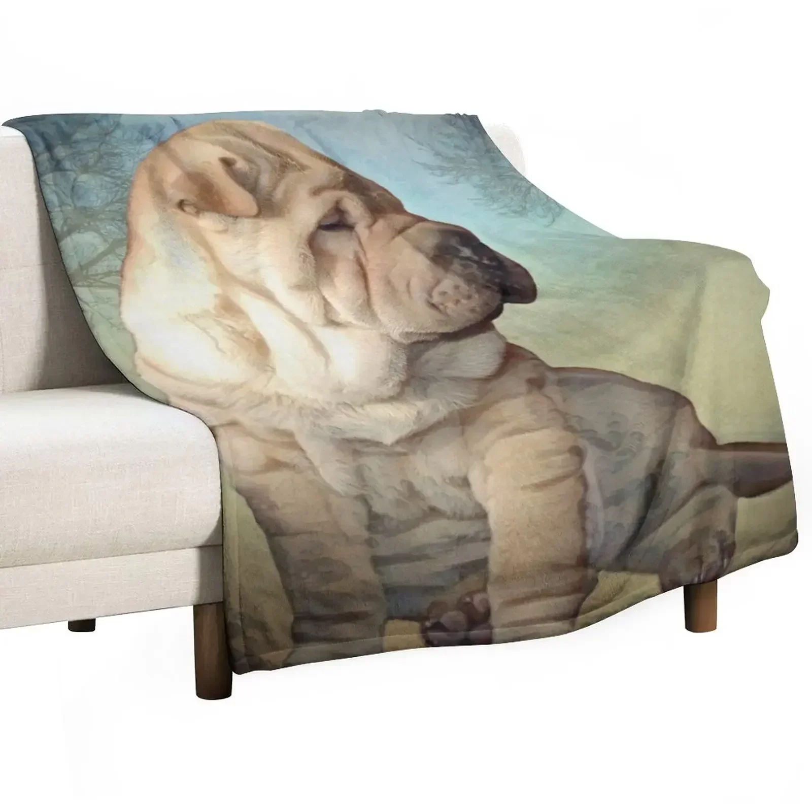 

Shar Pei Puppy Throw Blanket Cute Plaid Bed linens cosplay anime Bed Blankets