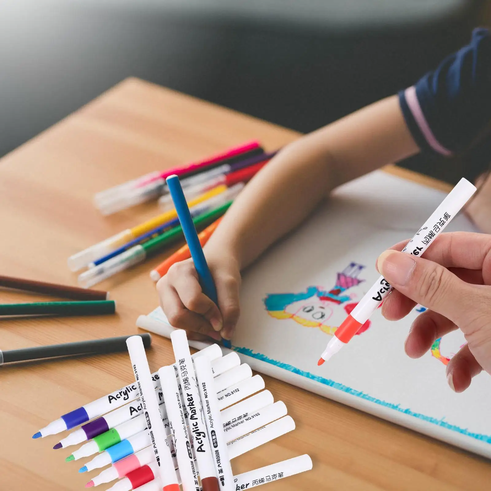 12 قطعة من أقلام تحديد الكتابة على الجدران، أقلام رسم مكتبية للحرف اليدوية، رسم الأطفال من البلاستيك ذو طرف رفيع
