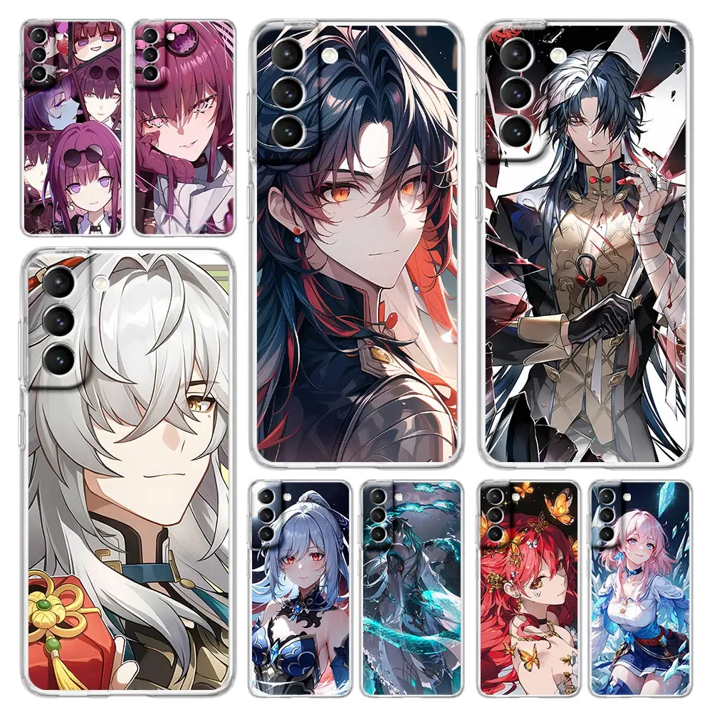 Phone Case For Samsung Galaxy S24 Plus S23 S22 S21 S20 FE Ultra 5G S10 S10E S9 Soft Clear Cover Honkai Star Rail Gepard Bronya