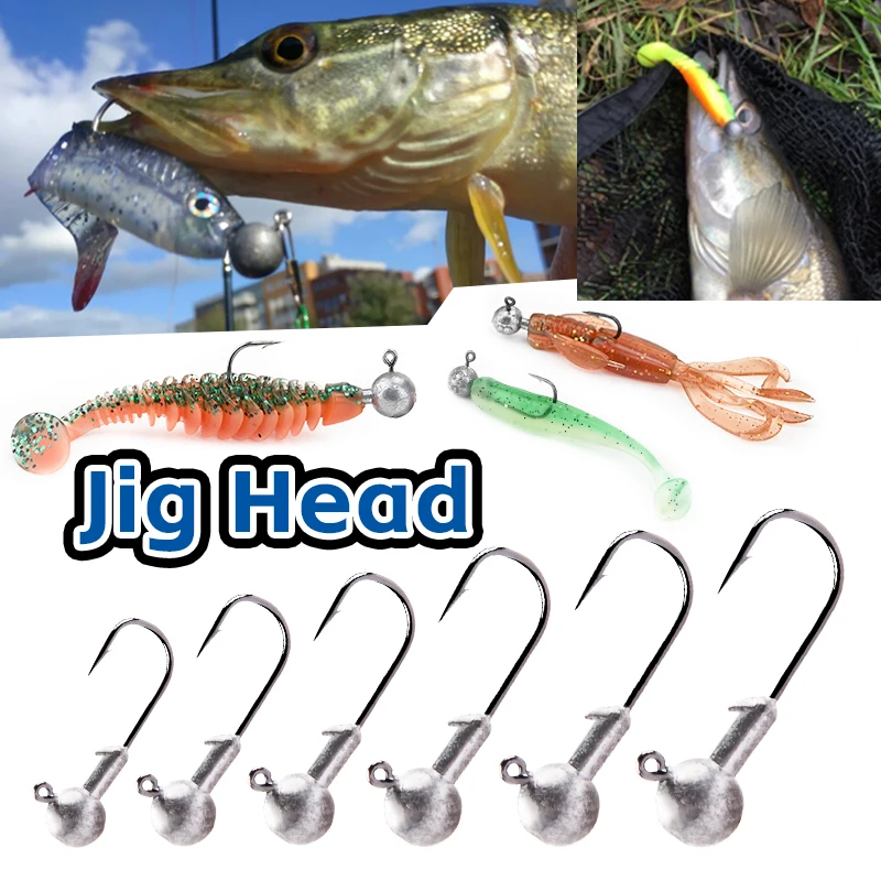 MEREDITH Jig Head 5~10 piezas 1g-22g Señuelos blandos tipo gusano, anzuelos de pesca tipo jig para pescar pike, accesorios de pesca