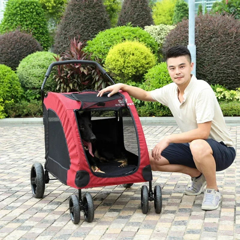 Custom Hot Selling Pet Carts Trolley Large Medium Dogs Folding Pet Stroller Dog Carrier Dog Stroller Luxury 4 Wheels Pet