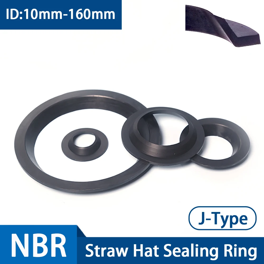 NBR Rubber Oil Sealing Ring Thickness 8/10/12/14/17mm J Type Straw Hat Sealing Ring Piston Rod Ring Dust-proof Gasket For Shaft