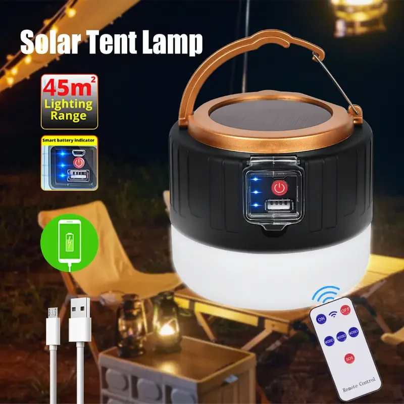 Luz LED de Camping, bombilla recargable por USB, lámpara de tienda de campaña para exteriores de alta potencia, linterna portátil, luces de iluminación de emergencia para barbacoa y senderismo