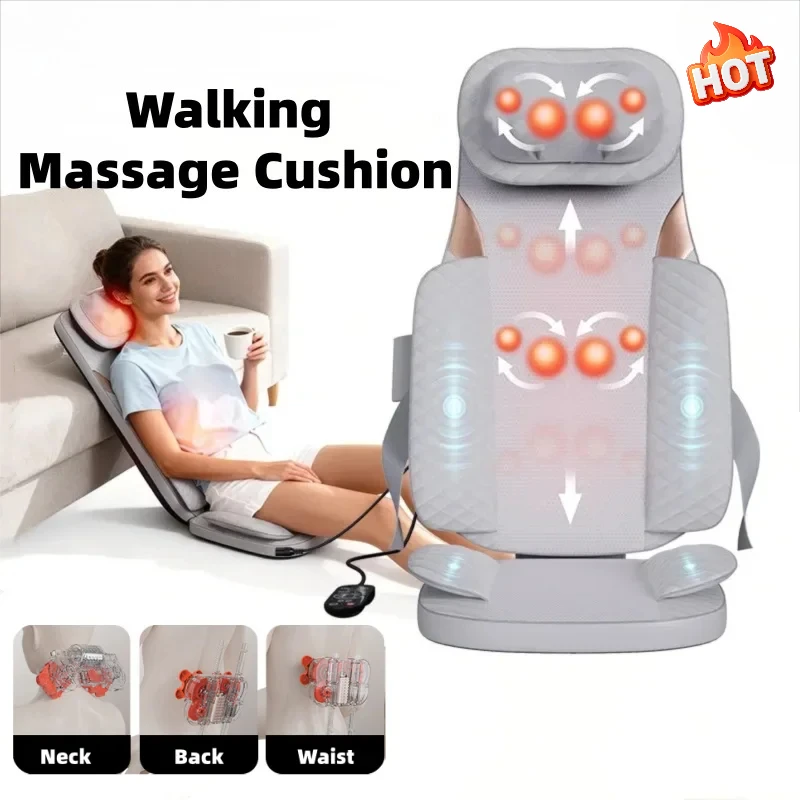 3-in-1 Massage Backrest Cushion Multifunctional Neck Lumbar Kneading Hip Vibration for Home Office Use