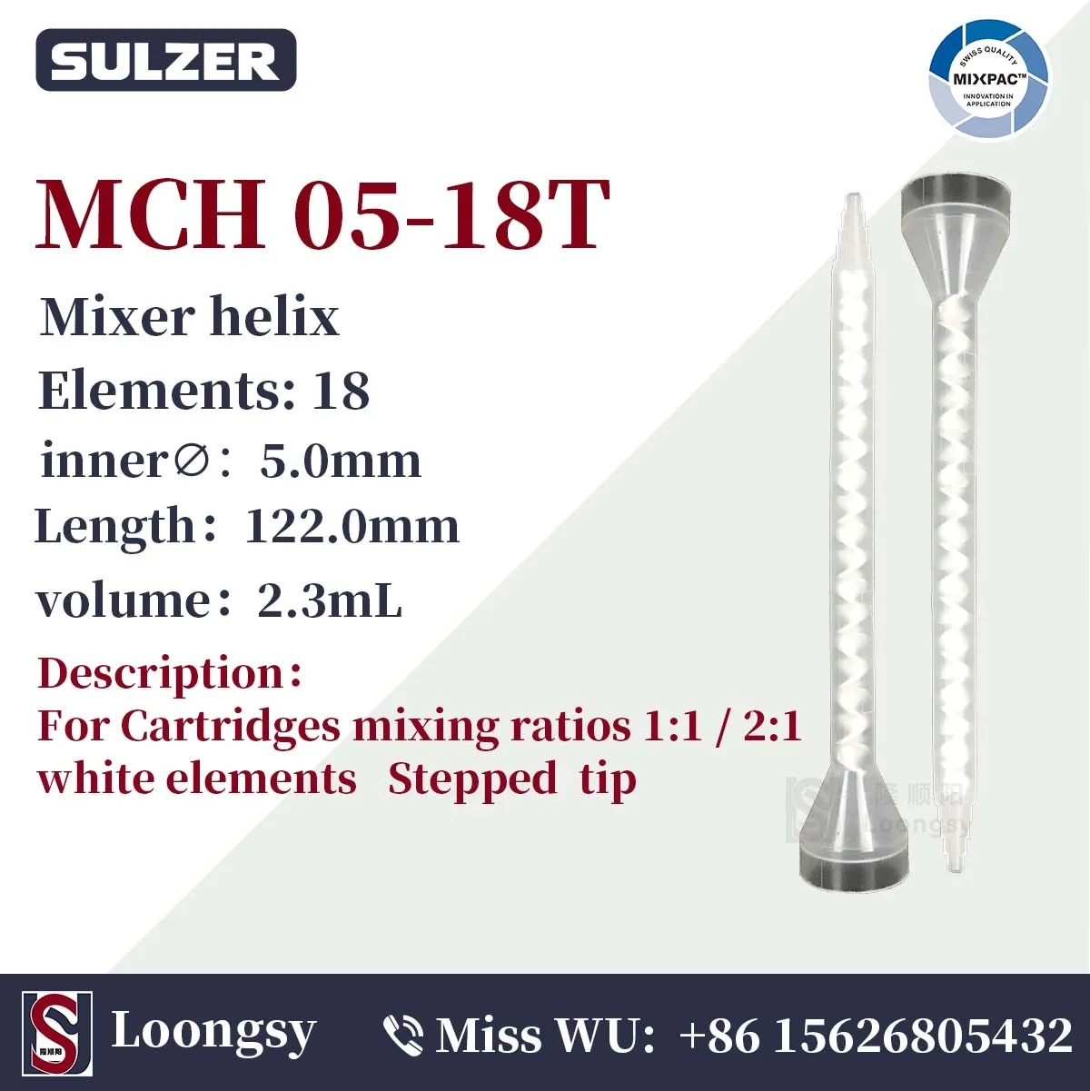 

SULZER MIXPAC static mixer MCH 05-18T mixing nozzle 100pcs