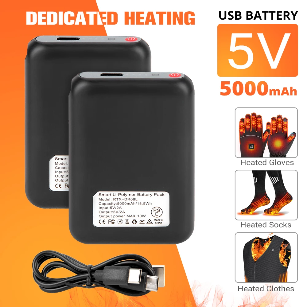 

Rechargeable Battery for Heated Gloves Heated Socks Heating Jacket 5.4V 5000MAH Battery