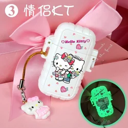 Cute Hello Kitty Waterproof Lighter Luminous Sanrio Windproof Detachable Lighter Portable Mini Cigarette Gas Lighters Girl Gift