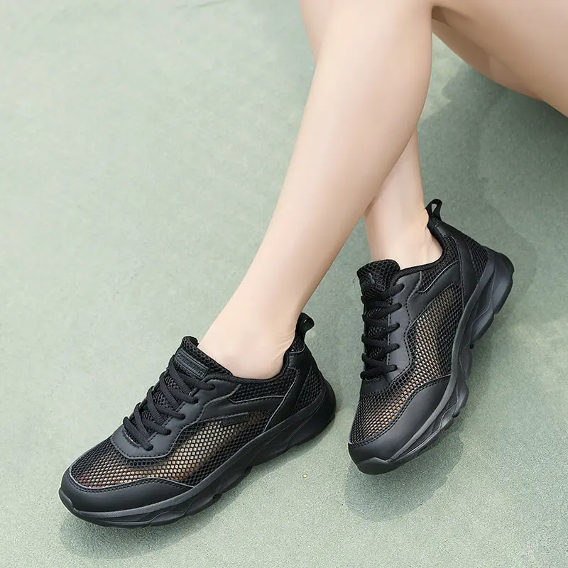 Shoes Woman 2024 Trend Summer Casual Hollow Mesh Light Breathable Women Colorful Sneakers Flats Platform Sport Ladies Trainers