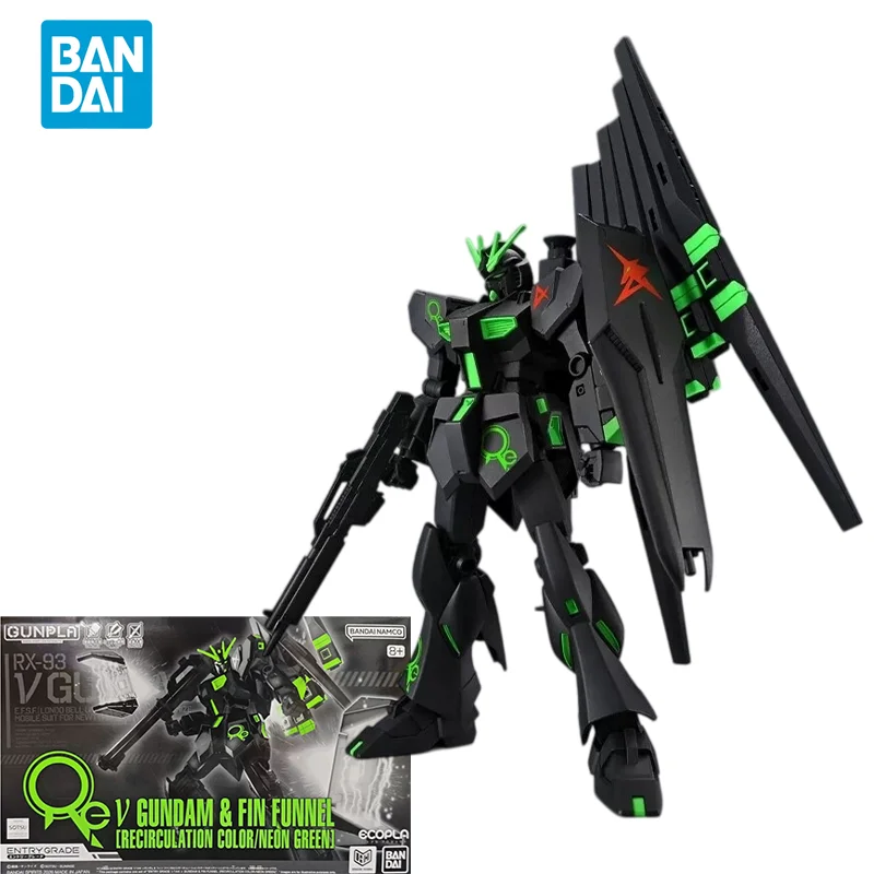 Bandai Genuine GUNDAM EG 1/144 V GUNDAM&FIN FUNNEL(RECIRCULATION COLOR/NEON GREEN) Anime Action Figure Toys Gifts for Children