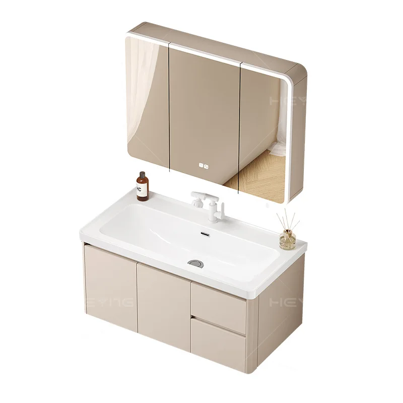 Thickened honeycomb aluminum bathroom cabinet 17CM deep basin ocean basin washbasin double pumping storage bathroom cabinet