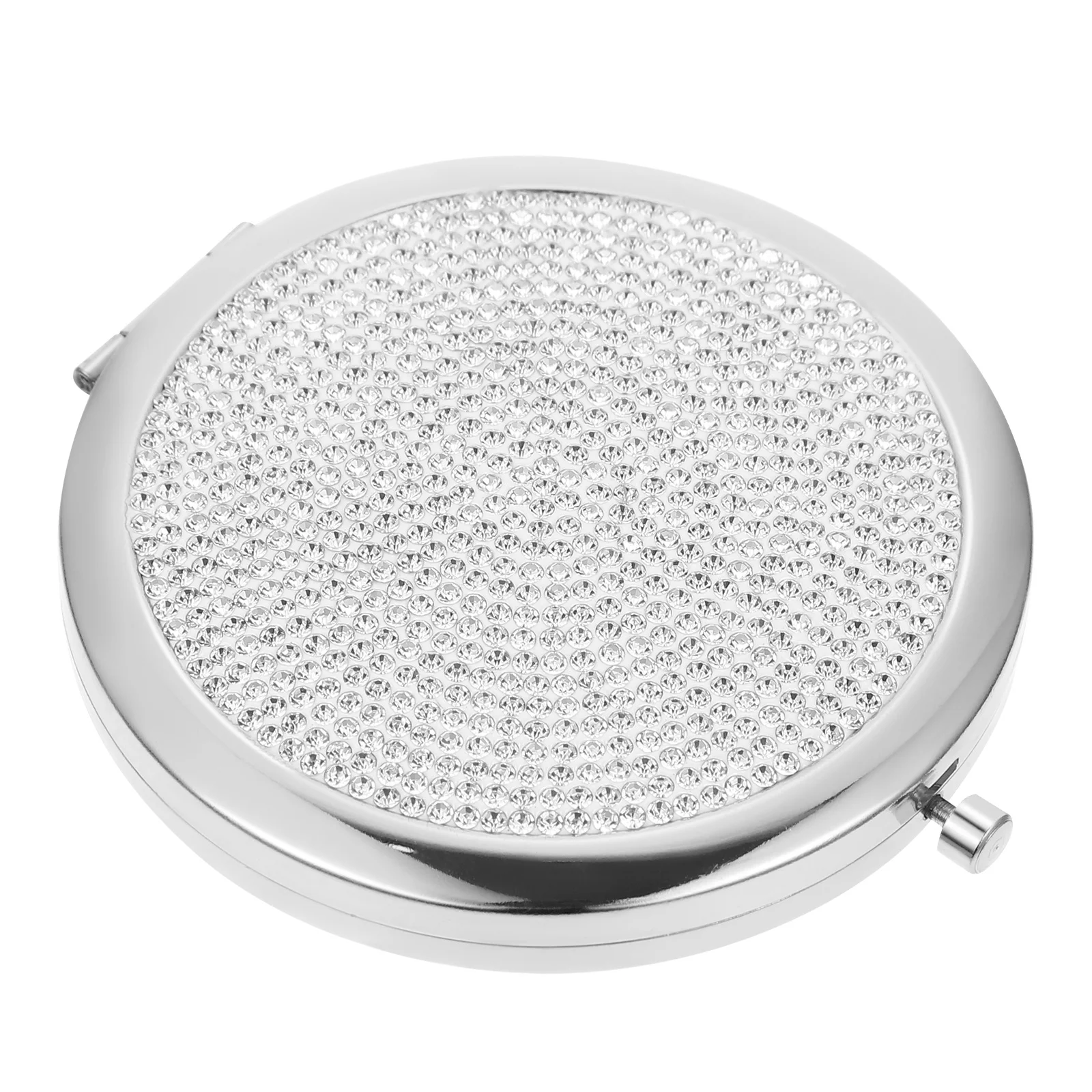 

Rhinestone Compact Mirror Double Sided Portable Metal Pocket Mirror for Travel Outdoor Make Up Purse Essential Fashion Gift
