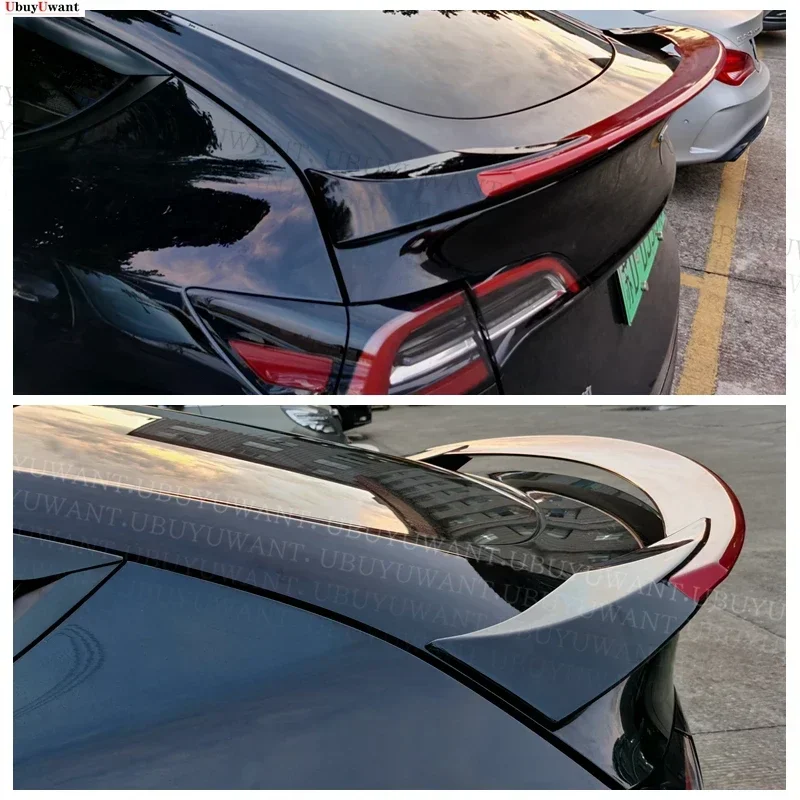 FOR Tesla Model Y Accessories Spoiler UNPAINTED / CARBON COLOR / Glossy Glossy FOR Tesla Model Y 2020-Up Car Trunk Wing Spoilers