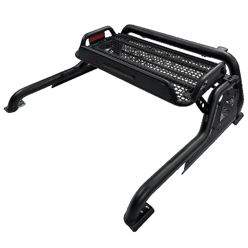 Stainless Steel Truck Bed Rack with Roll Bar and Luggage Basket Pickup Truck Heavy Duty Black Easy Installation