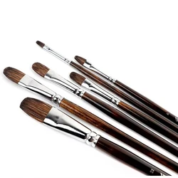 Aquarell-Blumenmarder-Pinsel, runder Kopf, 6-teiliges Set, langer Stab, Ölpinsel, Acrylstift, Tierhaar, handbemalter Kunstpinsel für Erwachsene