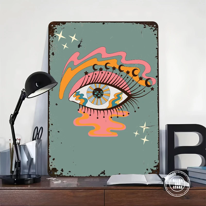 Cosmic Eye 3D Texture Metal Poster Customized Wall Art Retro Vintage Tinplate Signs for Interior Accessories Custom Plate House