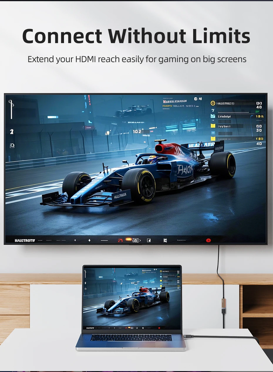 CABLETIME HDMI-Verlängerungskabel 4K 60Hz HDMI 2.0 Adapter Stecker auf Buchse HDMI-Kabel für Switch PS4/3 TV-Box Laptop Projektor HDMI – Detail 3