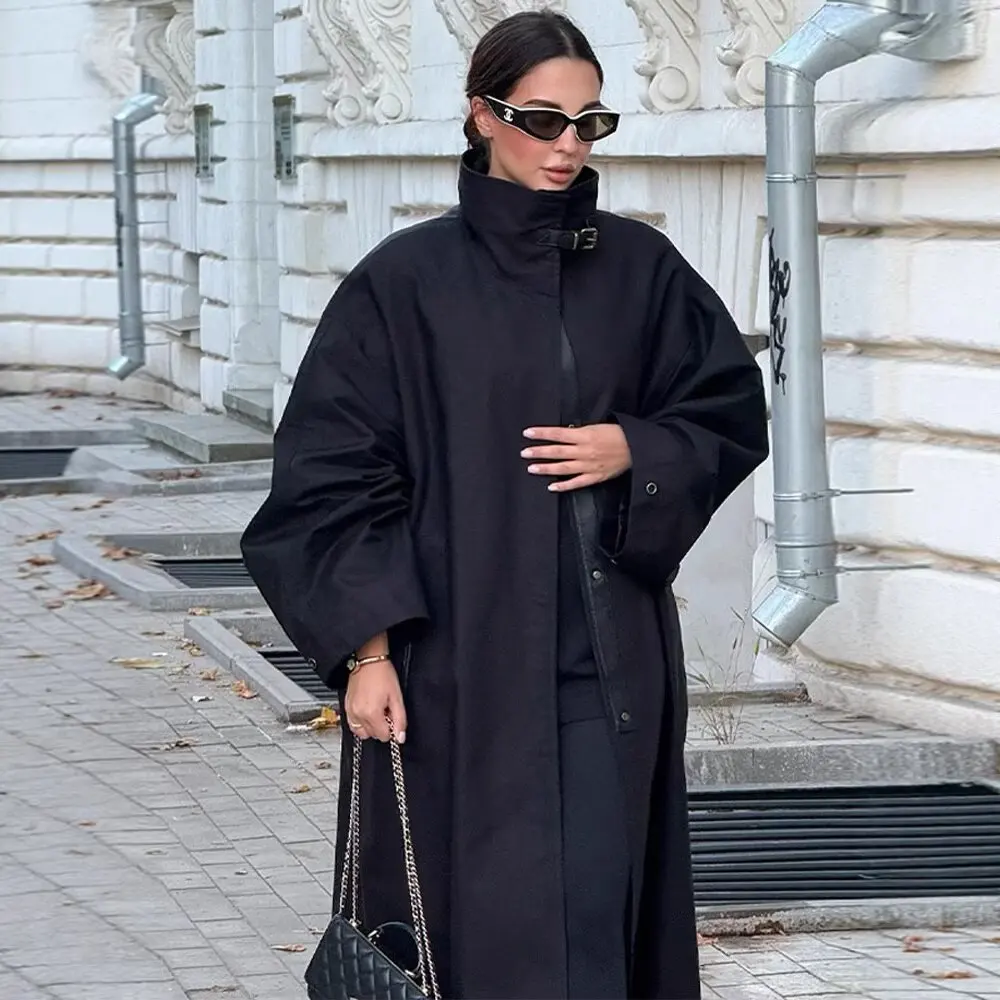 

Faionable длинная базовая ветровка с воротником-стойкой, универсальное осенне-зимнее новое поступление, женское полиэфирное волокно 00%